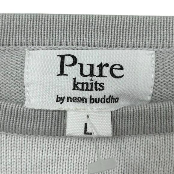 Pure Knits by Neon Buddha Gray White Two Tone Pullover Sweater Womens Large - Picture 2 of 5